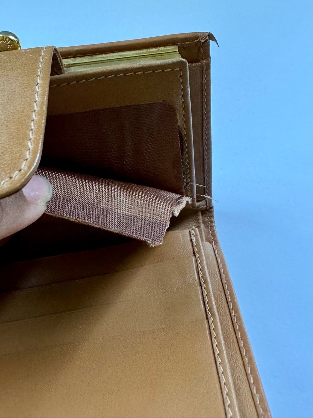 Celine Brown Monogram Canvas Leather Trim Wallet with Gold Hardware - Picture 8 of 10